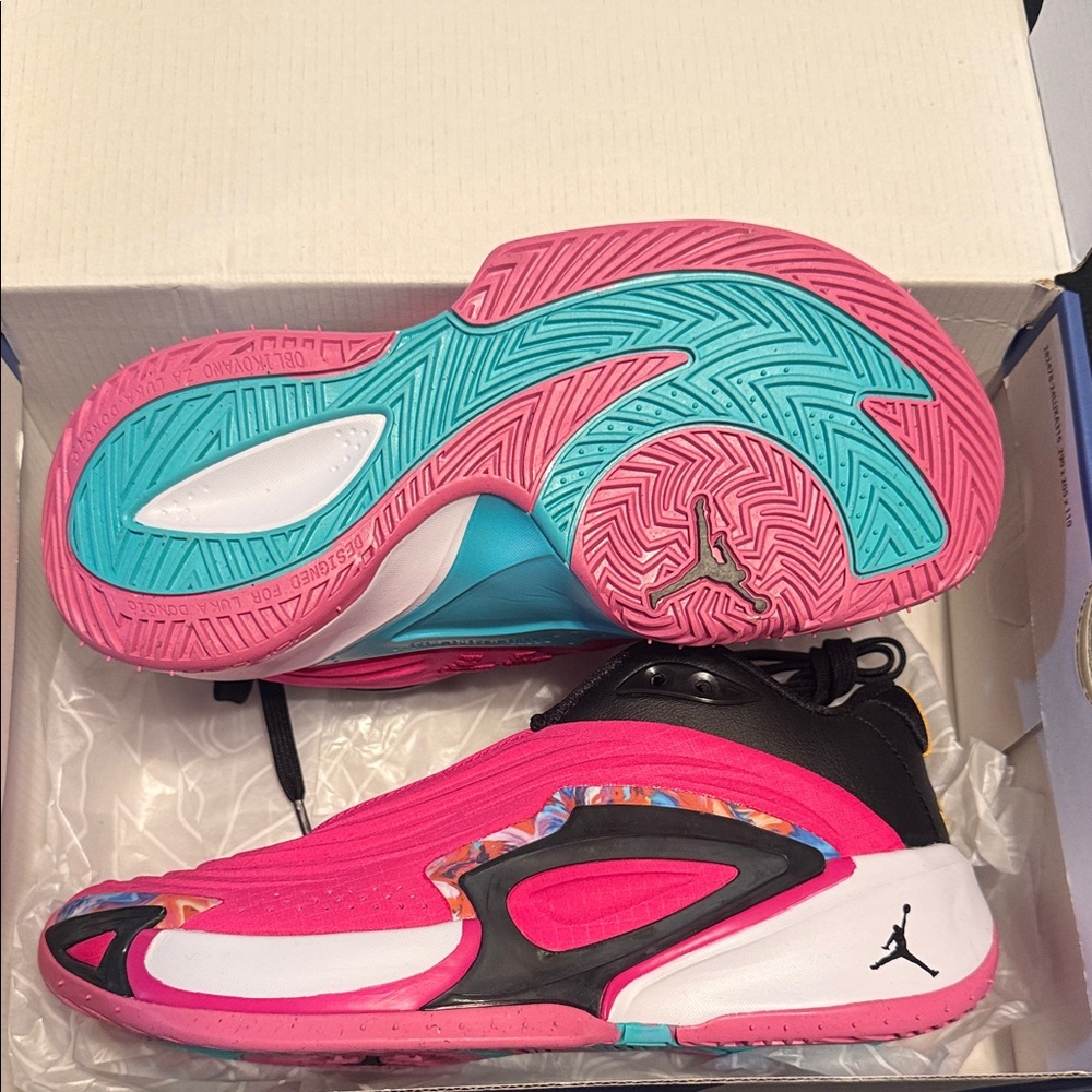 Jordan Kids Sneakers Pink Teal Black White Accent